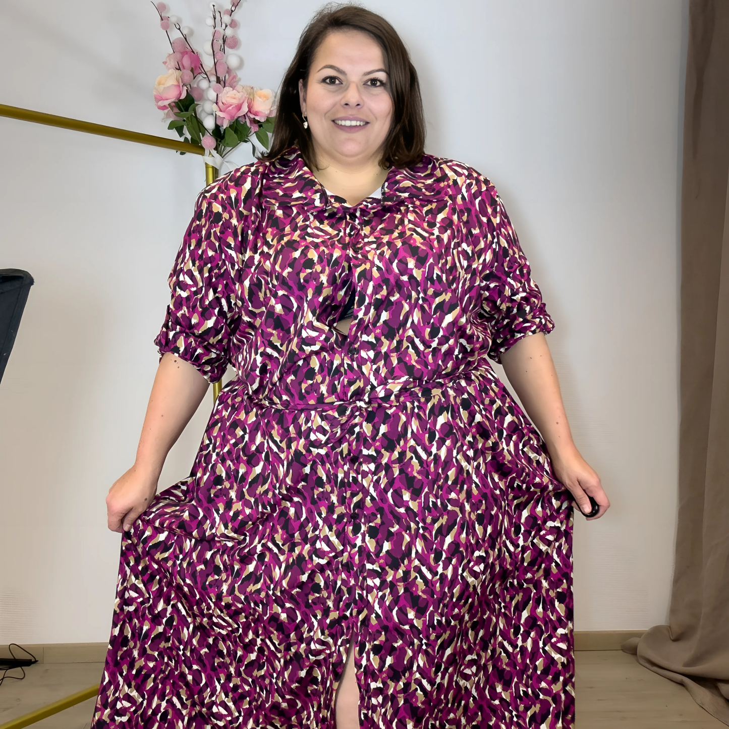 ROBE CHEMISE LONGUE IMPRIMÉ PINKSTAIN