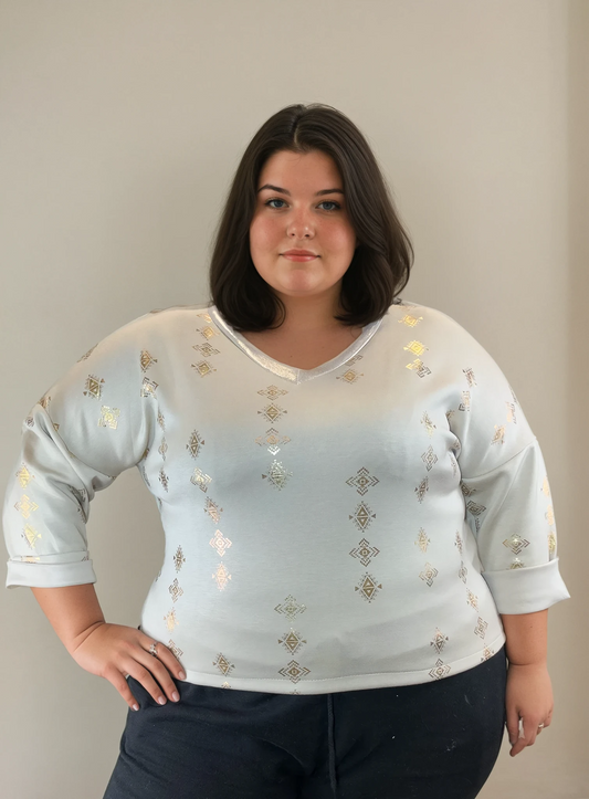 HAUT TAUPE ET DORÉ MOTIF ETHNIC L'indisciplinée