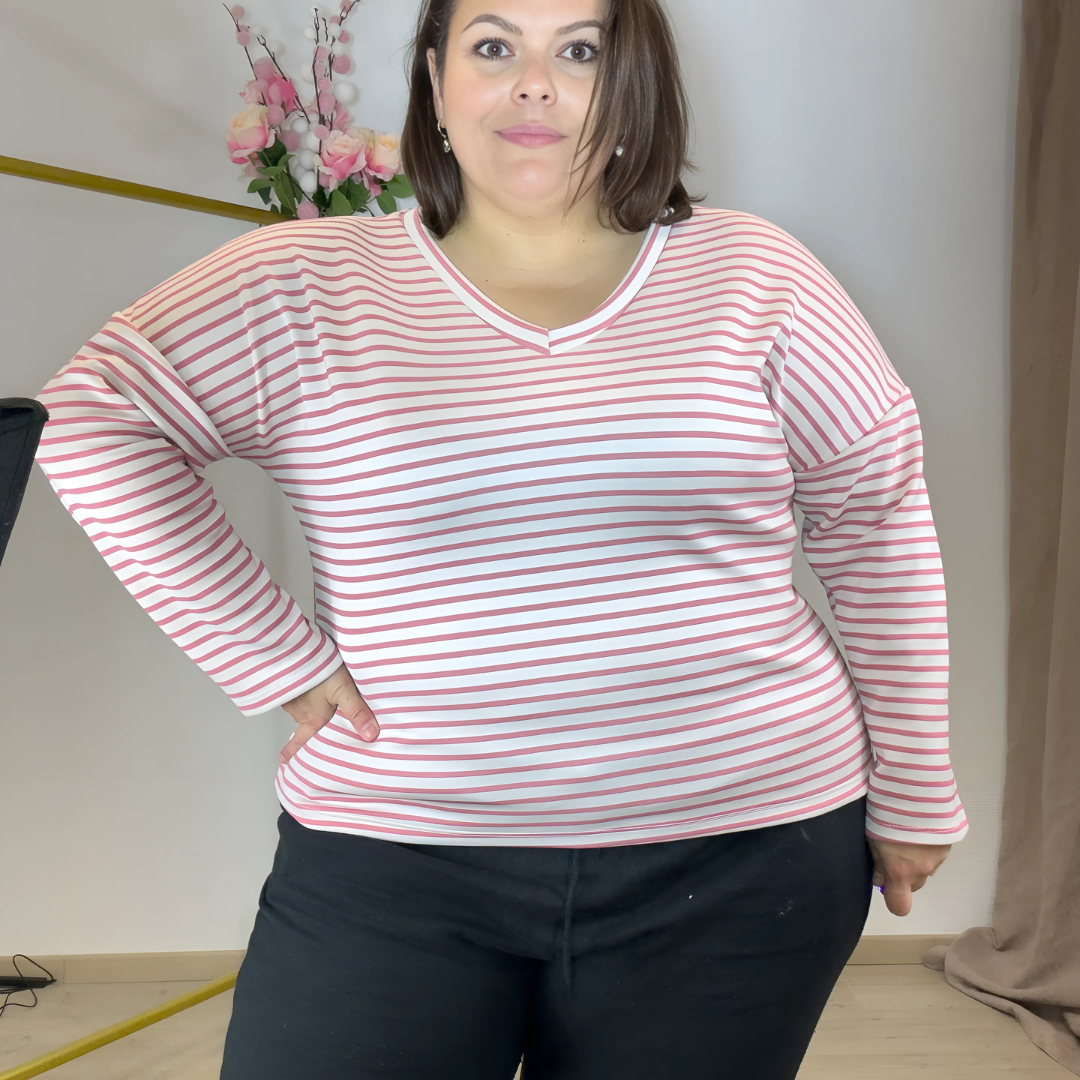 PULL MARINIÈRE ROSE