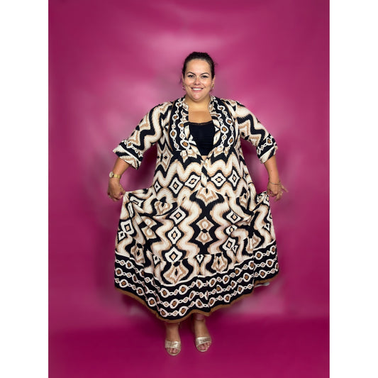 ROBE AZTEQUE NOIRE ET SABLE L'indisciplinée