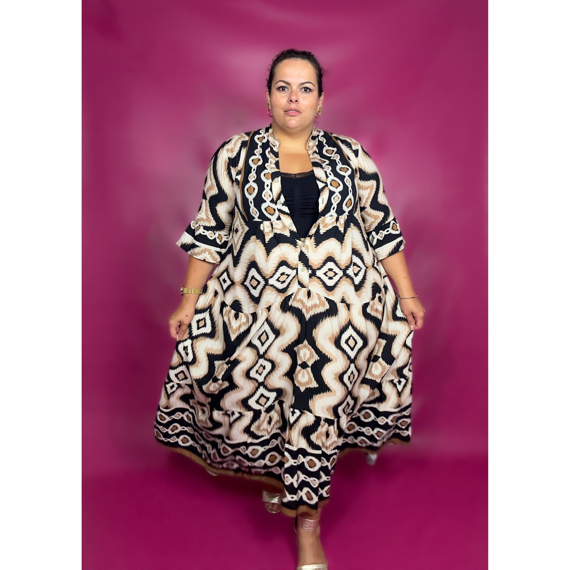 ROBE AZTEQUE NOIRE ET SABLE L'indisciplinée