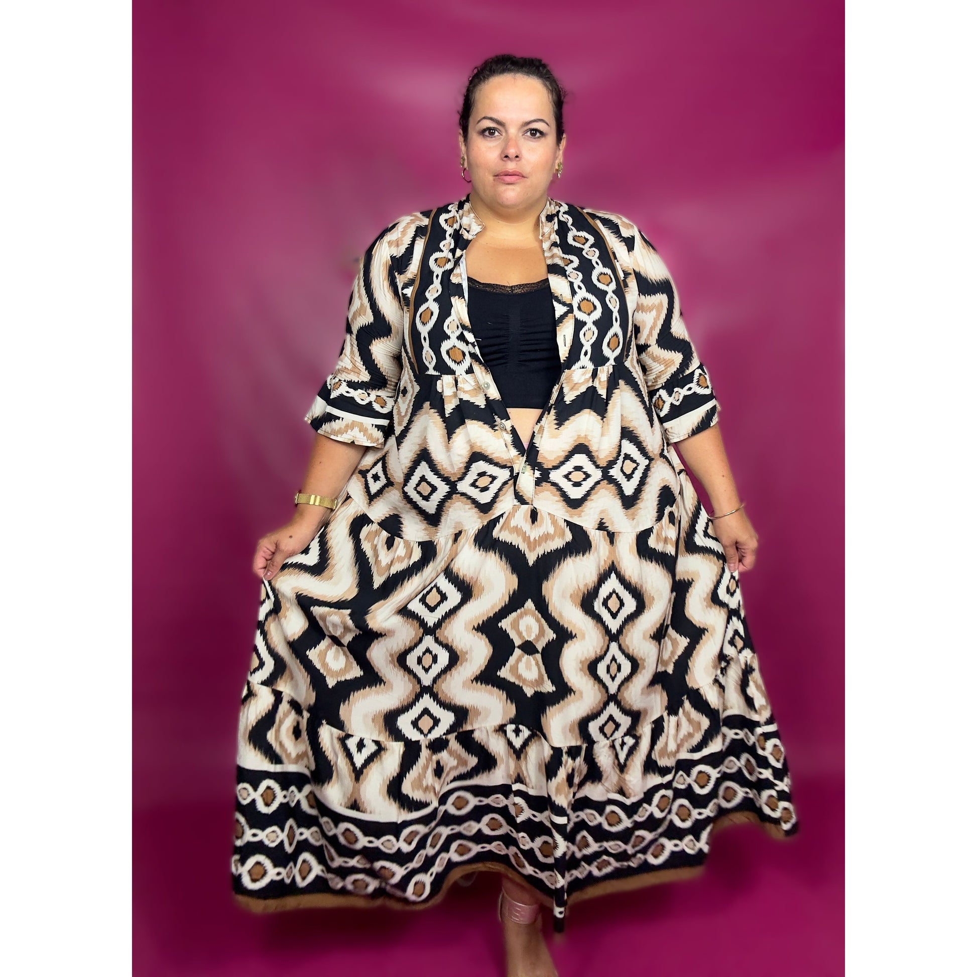 ROBE AZTEQUE NOIRE ET SABLE L'indisciplinée