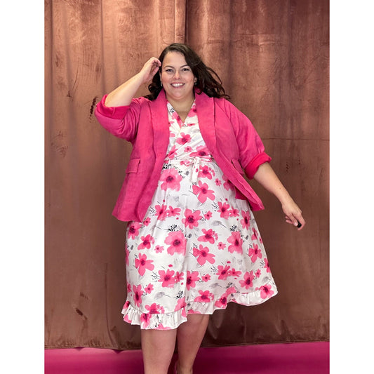 BLAZER SUÉDINE GRANDE TAILLE - FUXIA L'indisciplinée