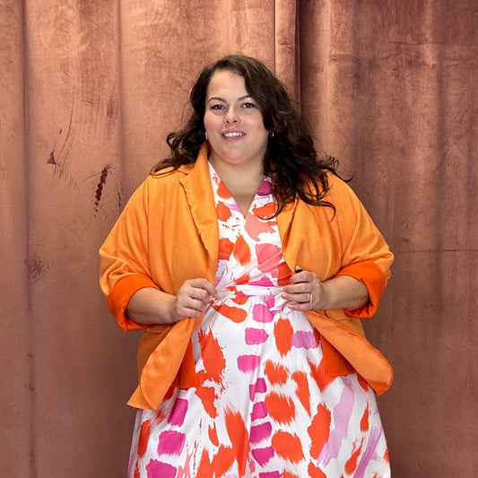 BLAZER SUÉDINE GRANDE TAILLE - ORANGE