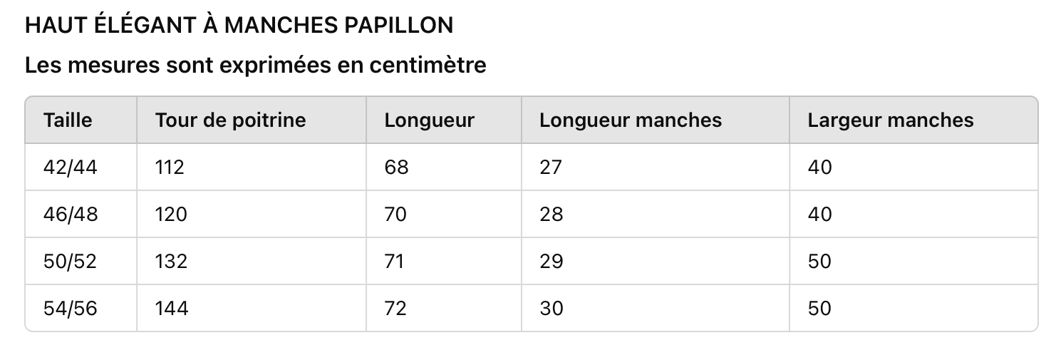 HAUT ELEGANT A MANCHES PAPILLON