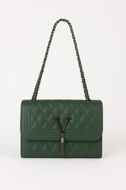 SAC MATELASSE VERT FONCÉ