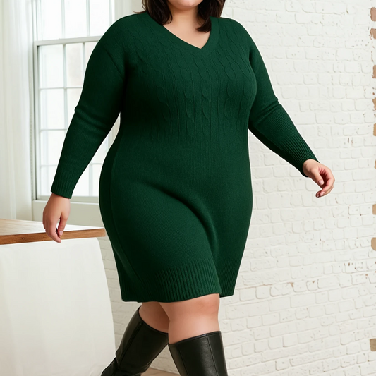 ROBE PULL TORSADÉ VERT SAPIN L'indisciplinée