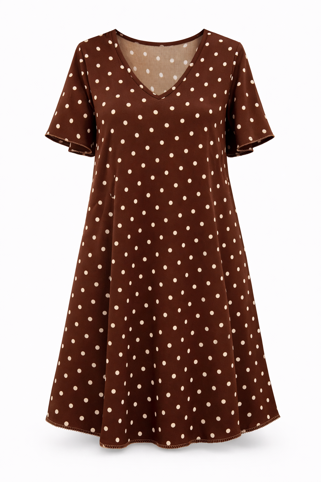 ROBE TRAPEZE POIS MARRON L'indisciplinée