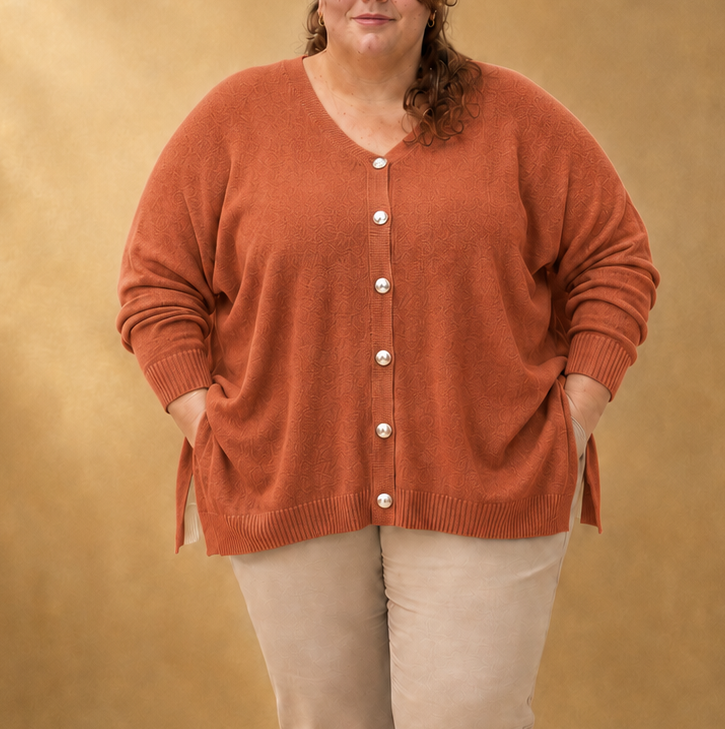 Cardigan oversize à boutons argentés