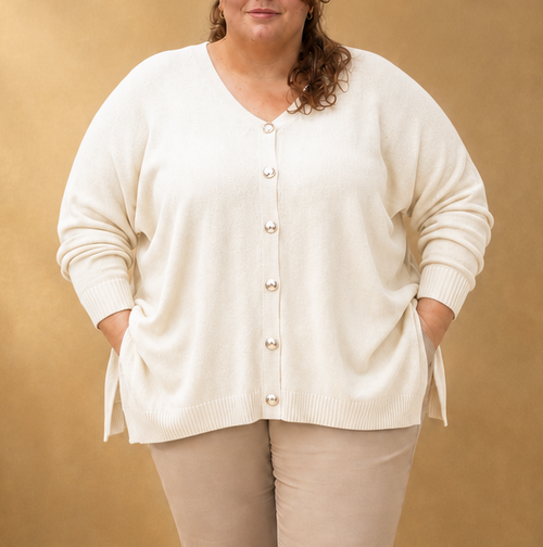 Cardigan oversize à boutons argentés