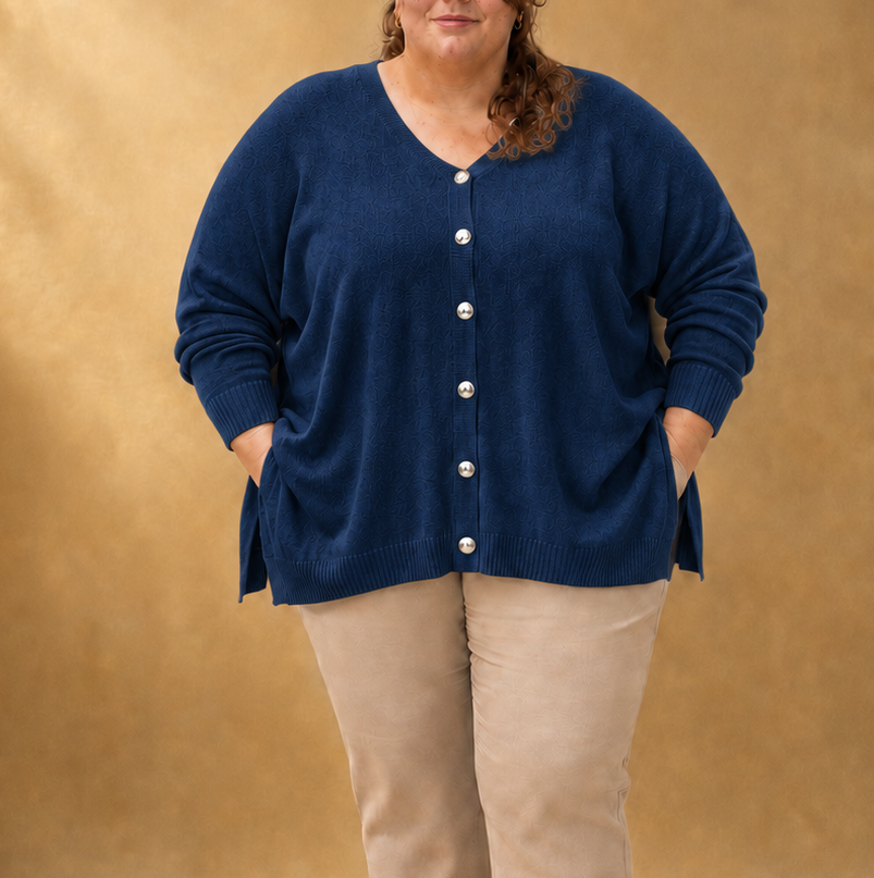 Cardigan oversize à boutons argentés