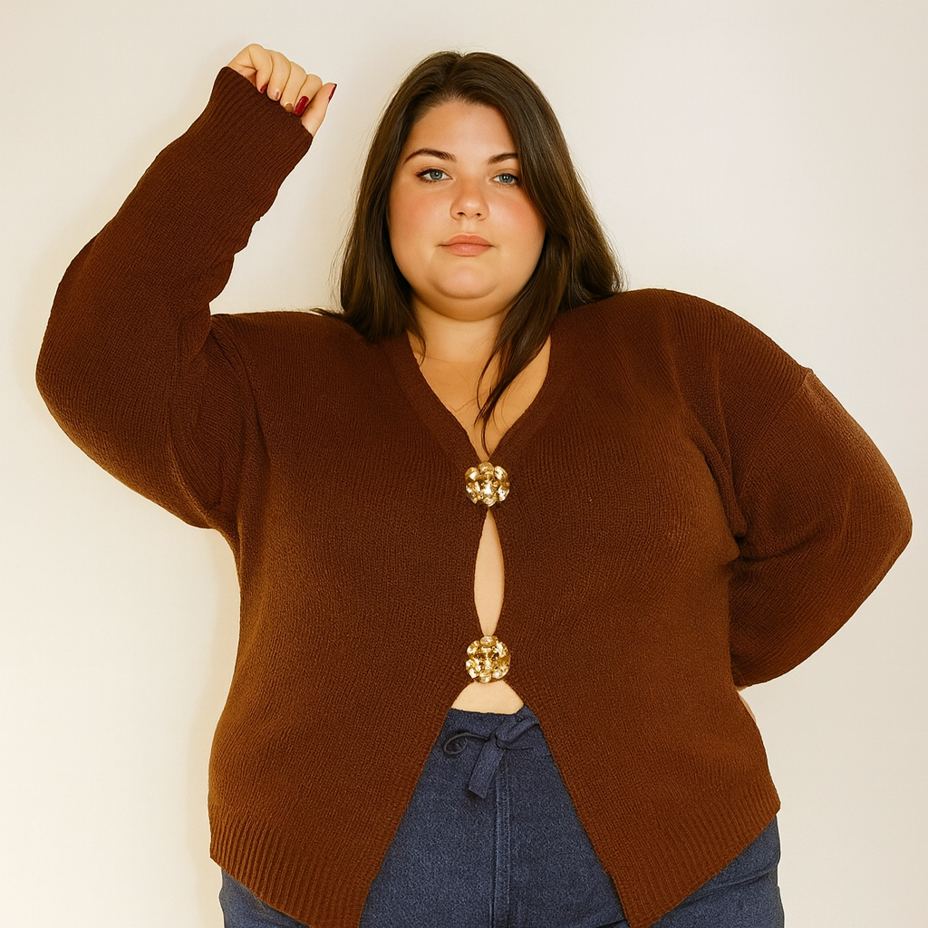 GILET MARRON A BROCHE L'indisciplinée