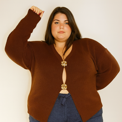 GILET MARRON A BROCHE L'indisciplinée