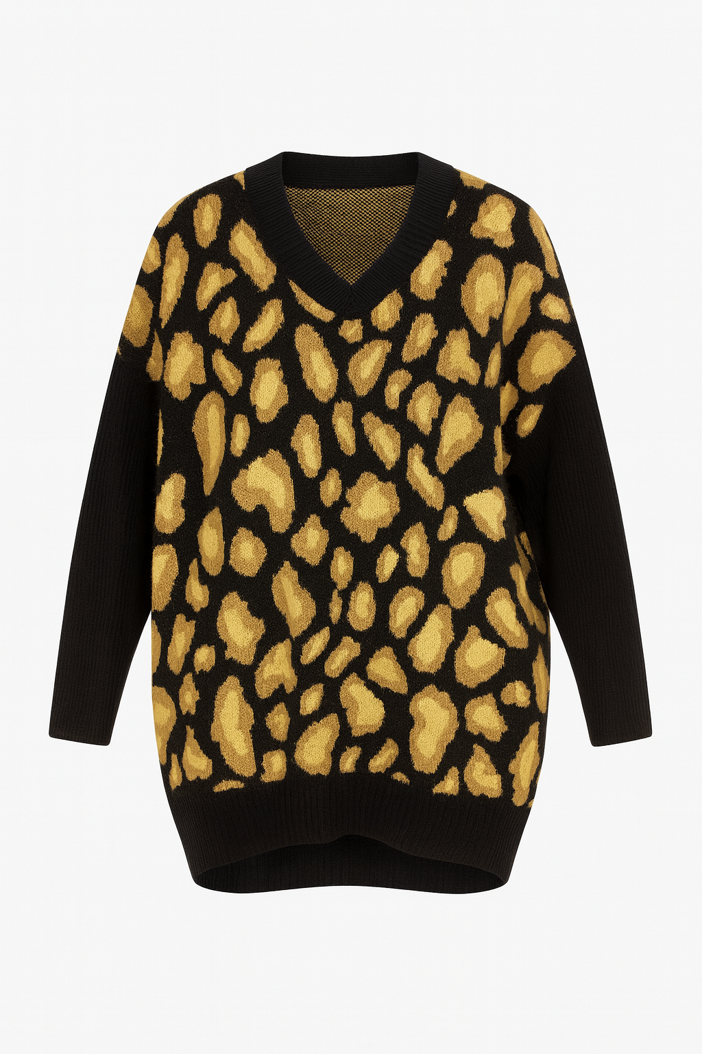 PULL LONG LEOPARD NOIR