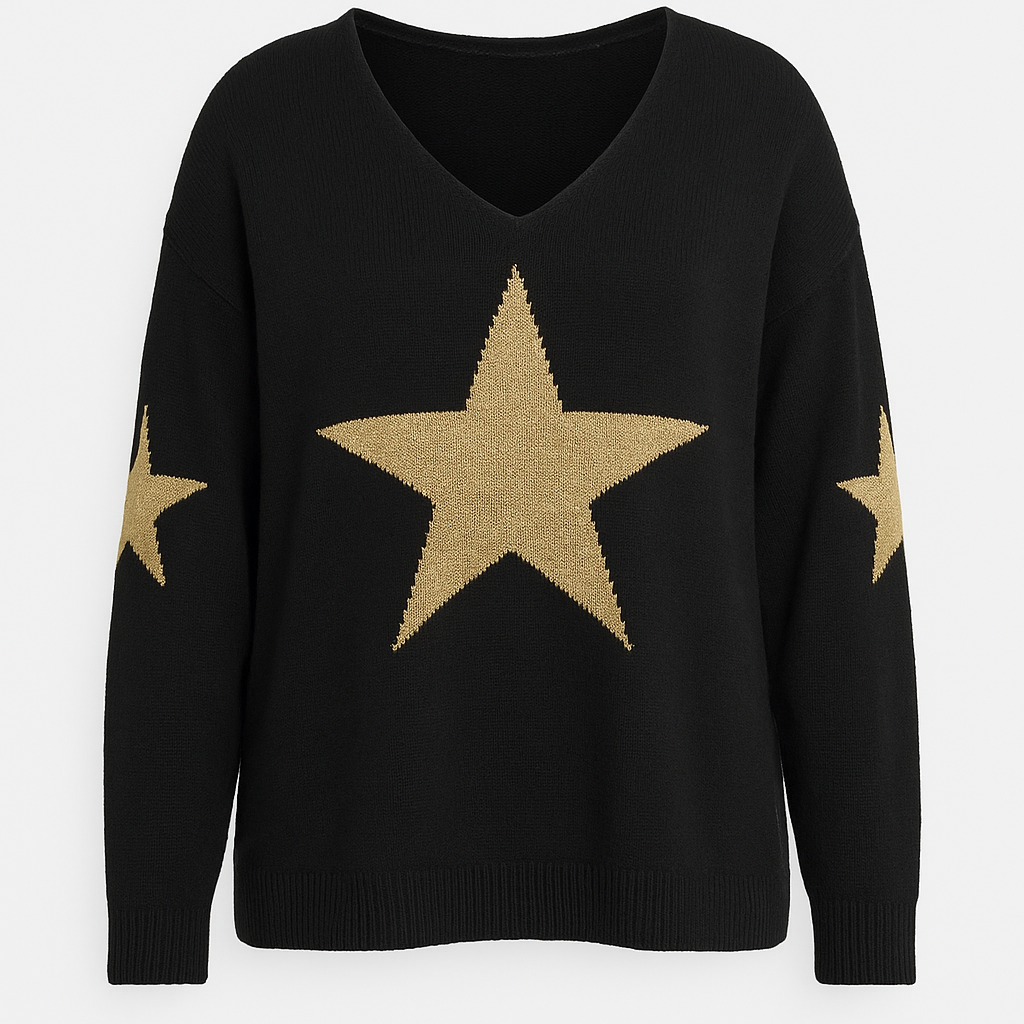 PULL NOIR ET ÉTOILE DORÉ L'indisciplinée