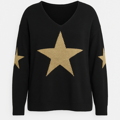 PULL NOIR ET ÉTOILE DORÉ L'indisciplinée