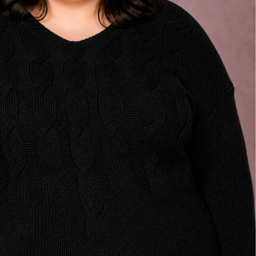 ROBE MAILLE TORSADÉ NOIRE