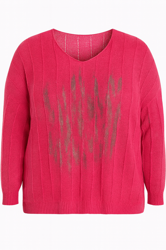 PULL ROSE ET ARGENT