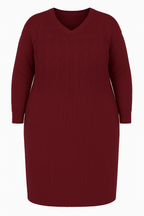 ROBE MAILLE TORSADÉ BORDEAUX L'indisciplinée