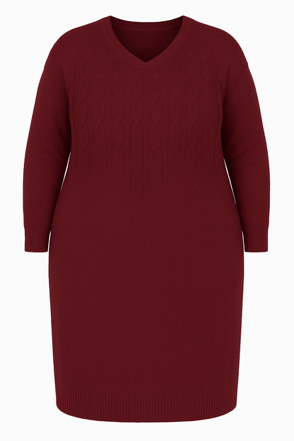 ROBE PULL TORSADÉ BORDEAUX L'indisciplinée