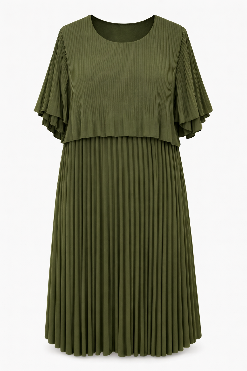 ROBE PLISSÉE MANCHES PAPILLON - PERIDOT