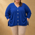 Cardigan oversize à boutons argentés