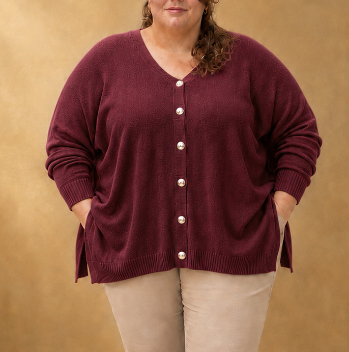 Cardigan oversize à boutons argentés
