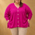 Cardigan oversize à boutons argentés
