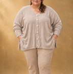 Cardigan oversize à boutons argentés