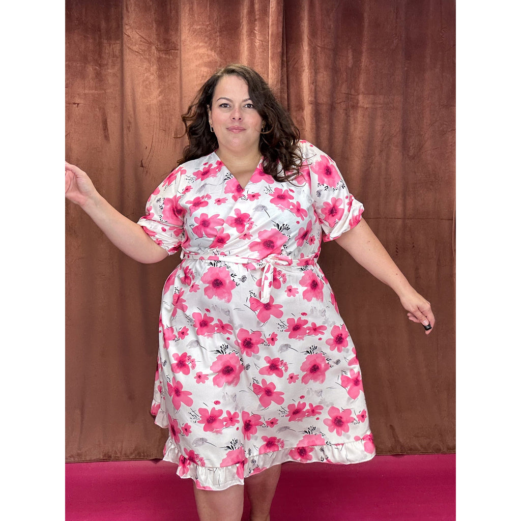 ROBE CACHE-COEUR - FLEUR FUSCHIA