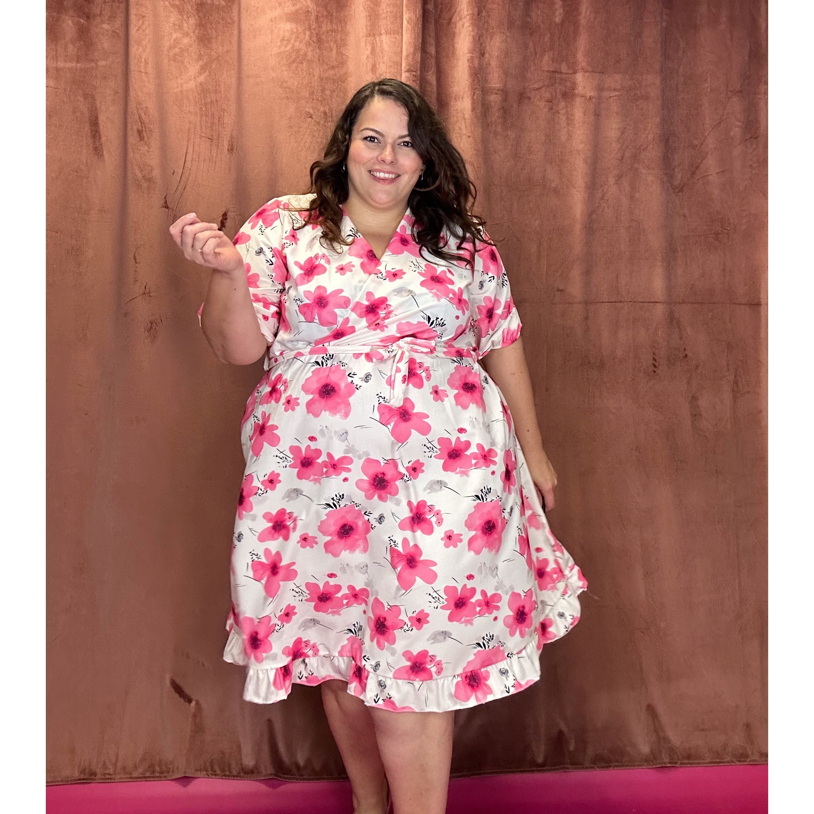 ROBE CACHE-COEUR - FLEUR FUSCHIA