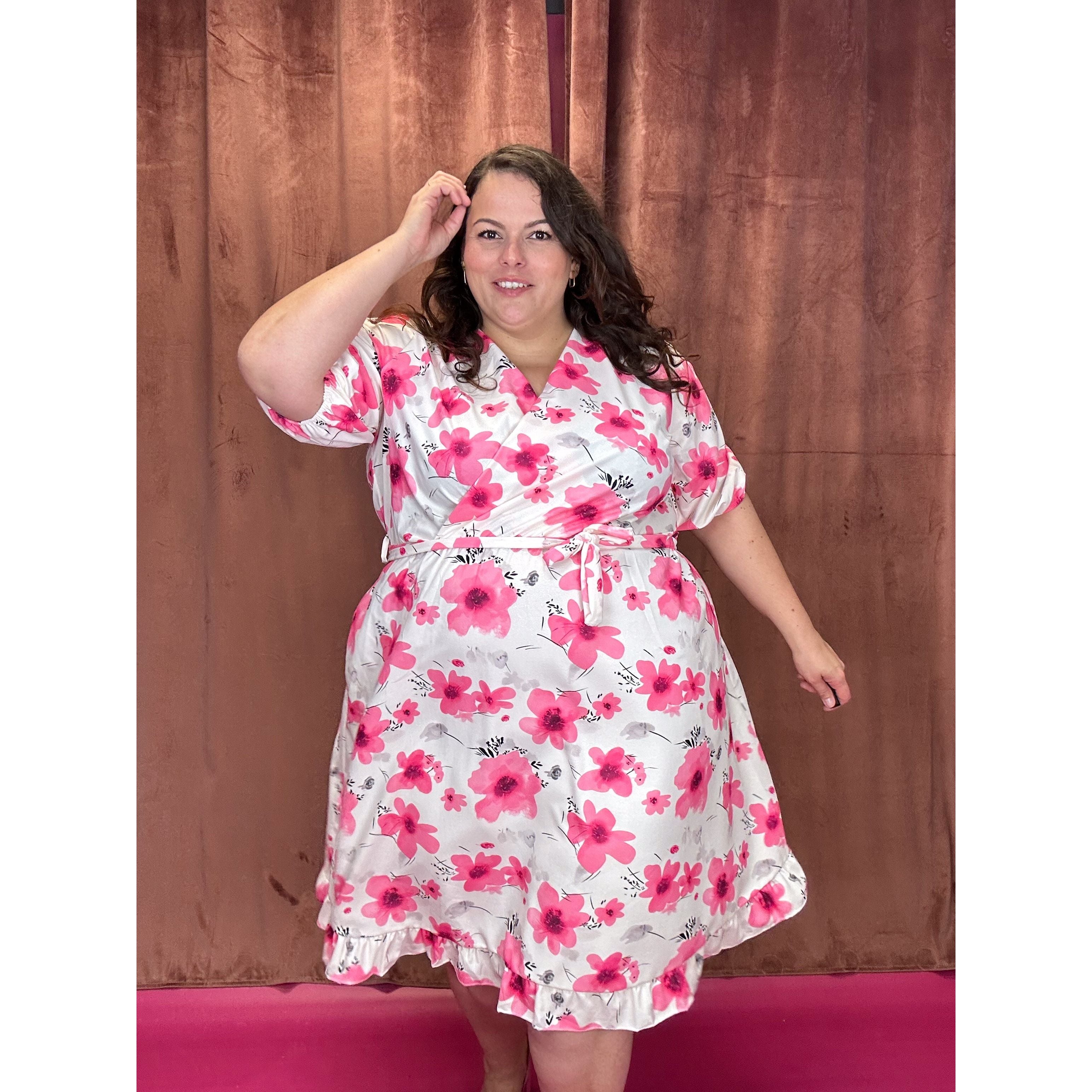 ROBE CACHE-COEUR - FLEUR FUSCHIA