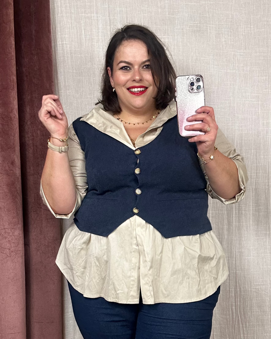 GILET SANS MANCHES VISCOSE MARINE