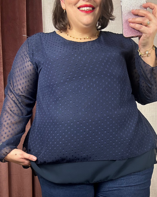 BLOUSE BLEUE PLUMETIS