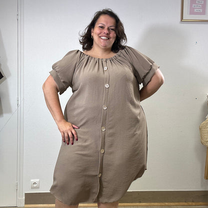 ROBE BOUTON TAUPE