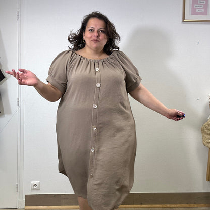 ROBE BOUTON TAUPE