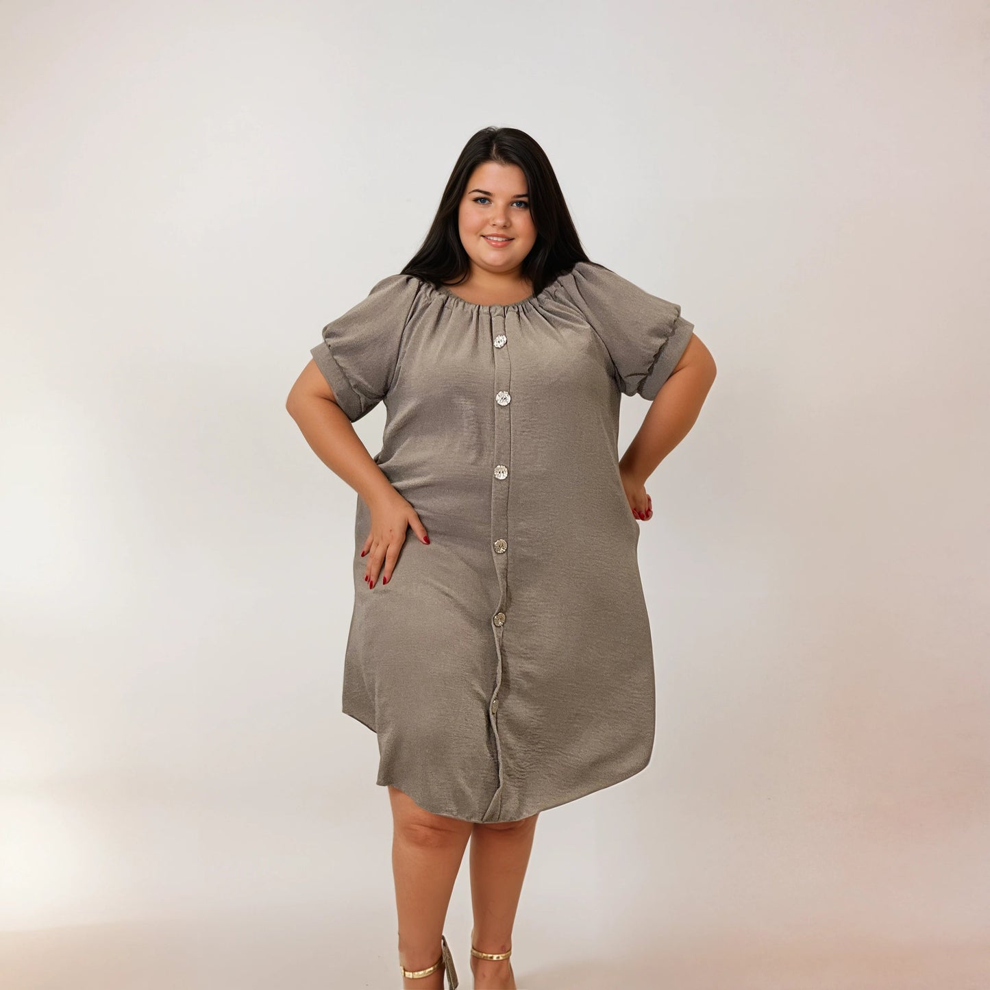 ROBE BOUTON TAUPE L'indisciplinée