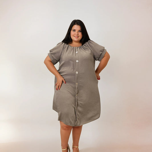 ROBE BOUTON TAUPE L'indisciplinée