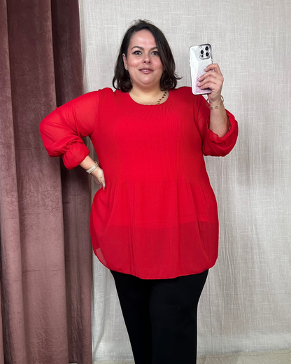 BLOUSE ROUGE PLISSÉE