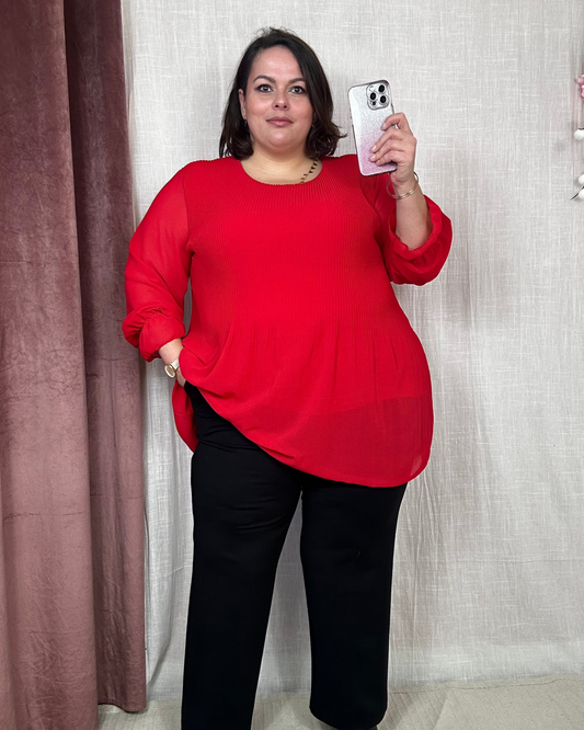 BLOUSE ROUGE PLISSÉE