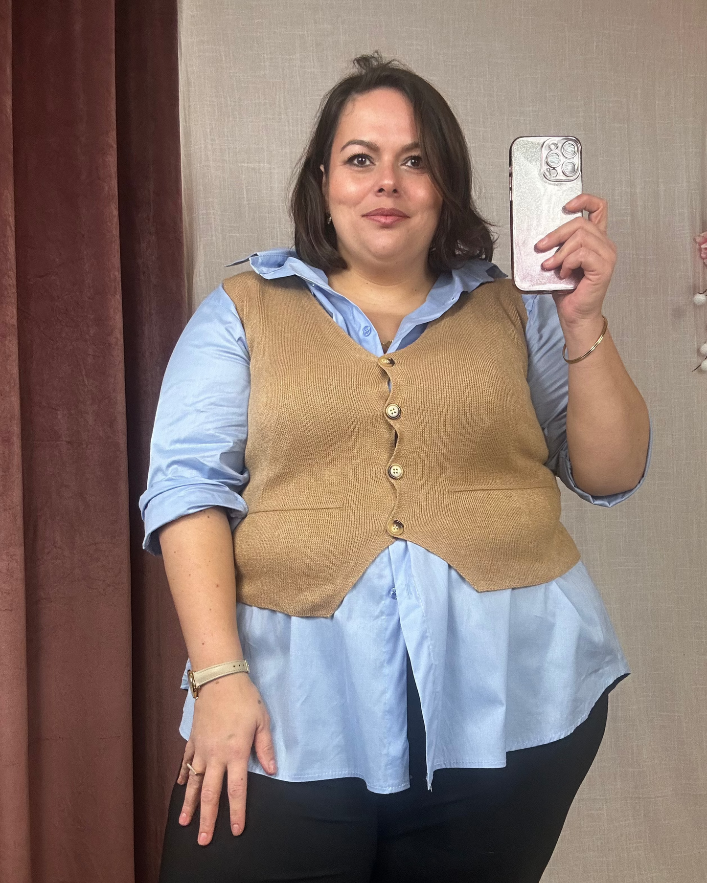 GILET SANS MANCHES VISCOSE CAMEL