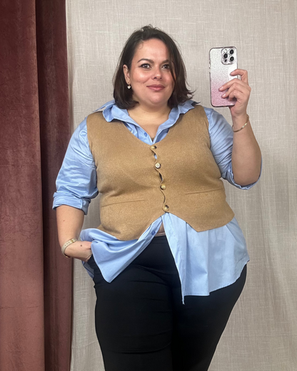 GILET SANS MANCHES VISCOSE CAMEL