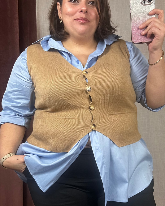 GILET SANS MANCHES VISCOSE CAMEL