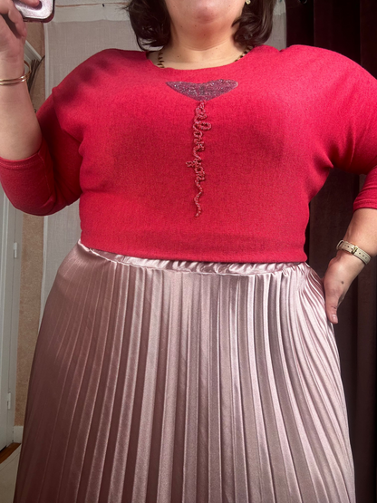 HAUT VISCOSE «  I LOVE YOU » ROUGE