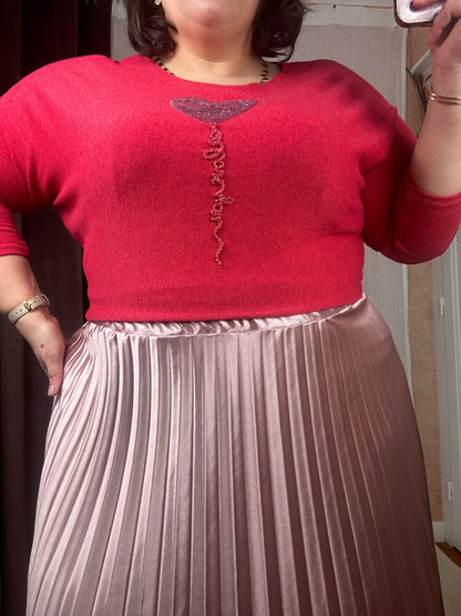JUPE PLISSÉE SATINNÉE ROSE ANTIQUE