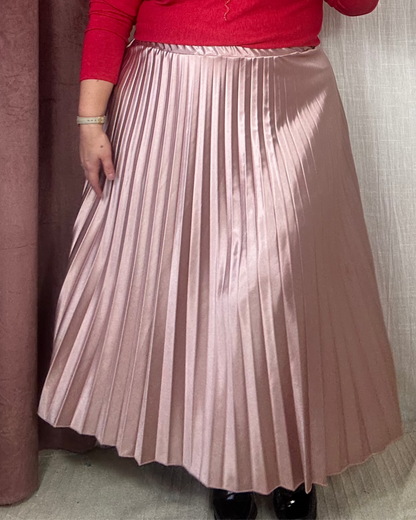 JUPE PLISSÉE SATINNÉE ROSE ANTIQUE