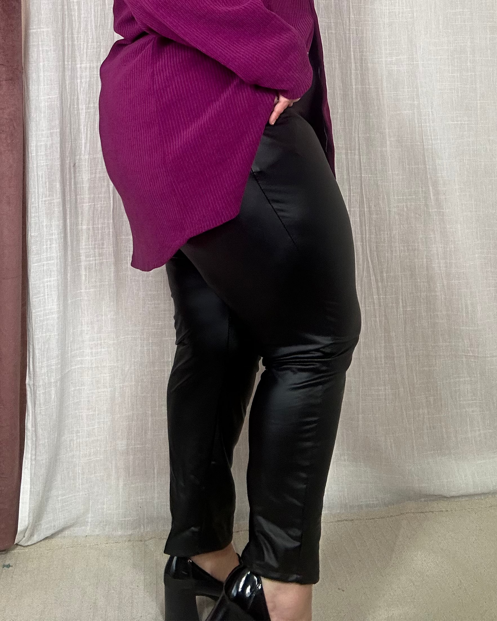 LEGGING SIMILI CUIR NOIR