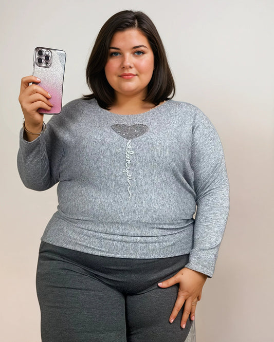 HAUT VISCOSE «  I LOVE YOU » GRIS L'indisciplinée