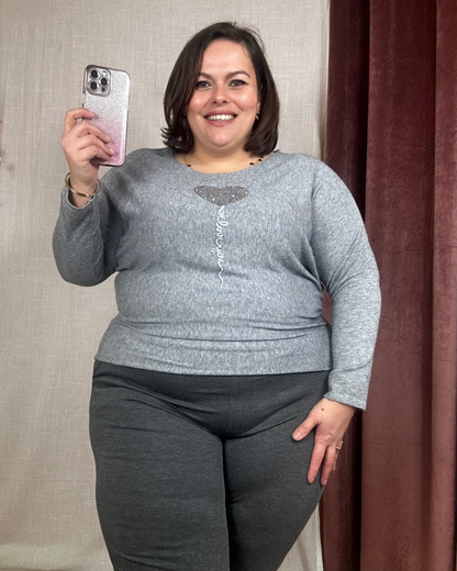 HAUT VISCOSE «  I LOVE YOU » GRIS