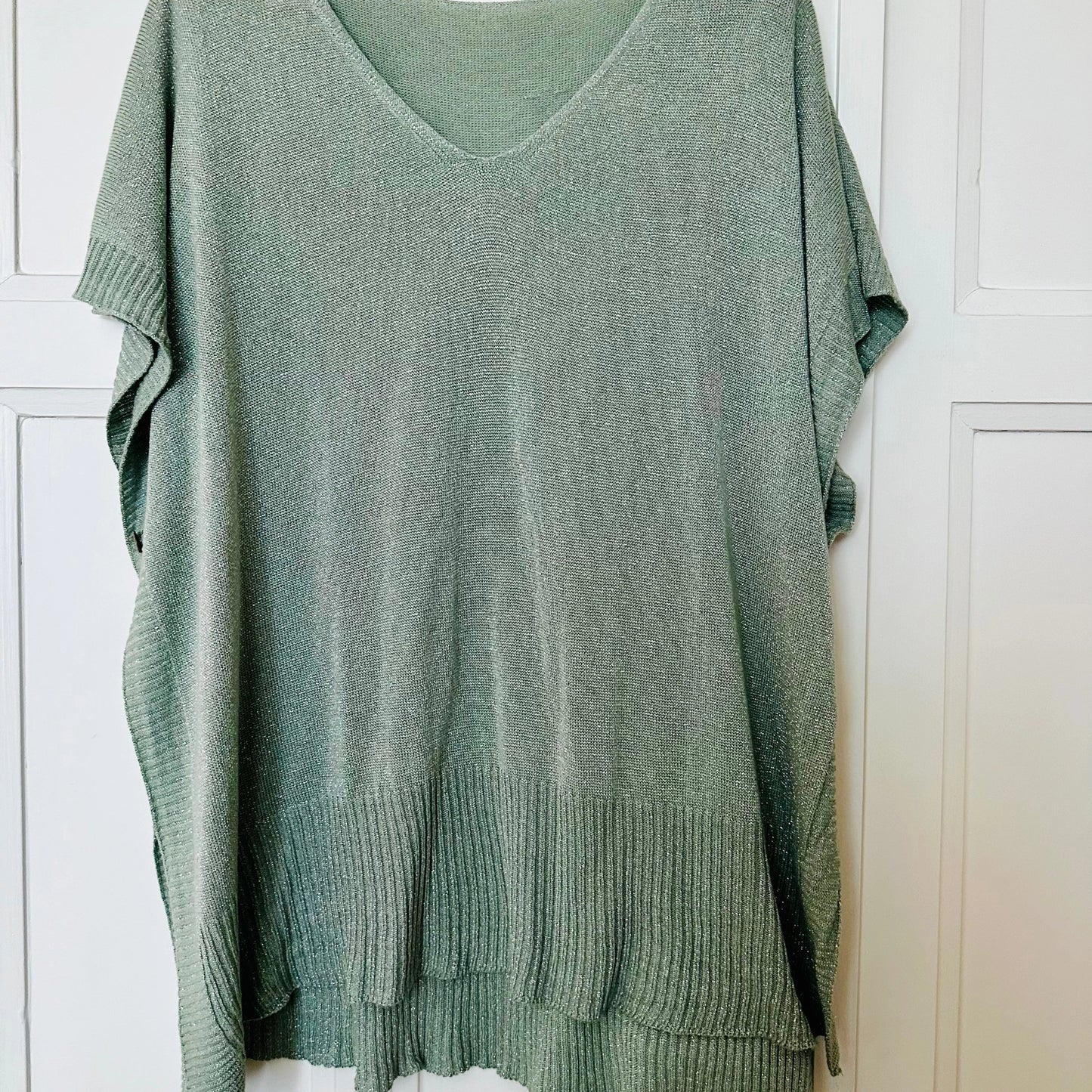 PULL CHÂLE SAUGE PAILLETTÉ